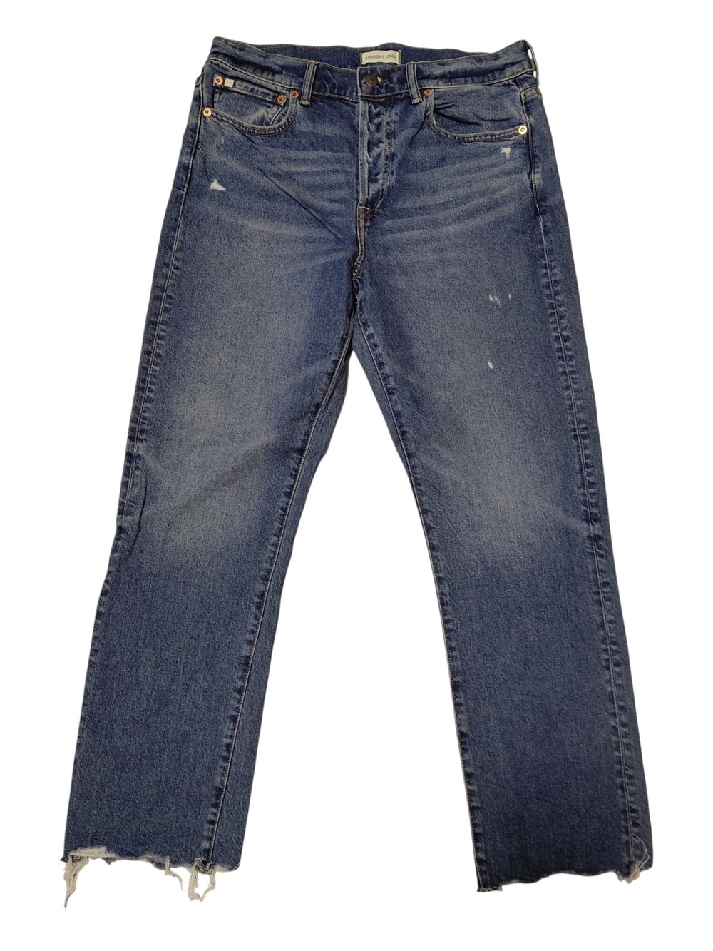 American Eagle Outfitters Raw-Hem Ankle Crop Blue Jeans